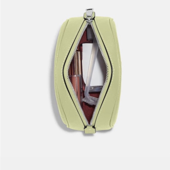 Coach Crossgrain Leather Dome Cosmetic Case MSRP $118 Pale Lime Green - Picture 2 of 6